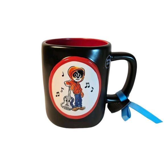 Rae Dunn Disney COCO Un Poco Loco Halloween Coffee Tea Mug Black Red - Picture 1 of 6
